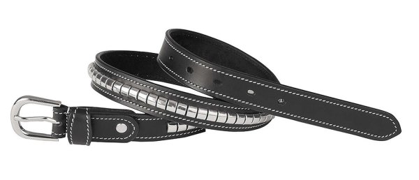 Leather belt, quality leather with silver coloured buckle