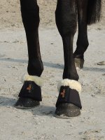 Kentucky Horsewear Sprungglocken Leder Lammfell Schwarz