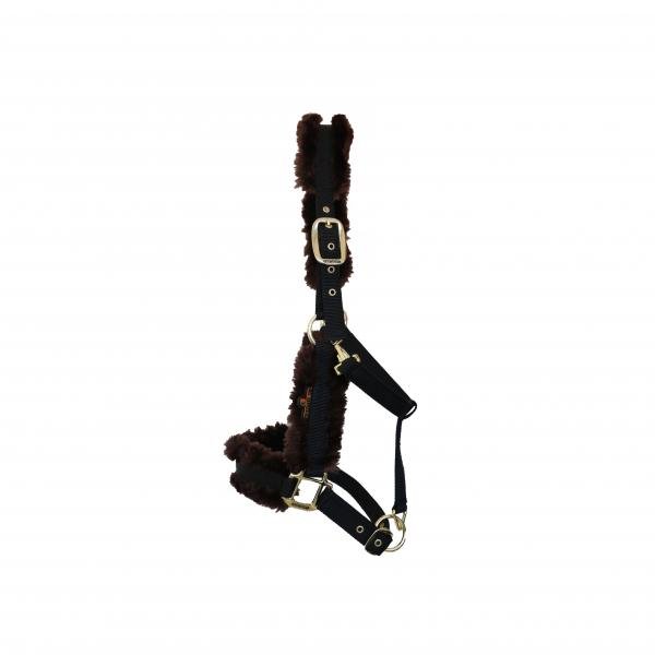 Kentucky Horsewear Nylon Lamfell Halfter Braun Cob Kentucky Horsewear Nylon Lamfell Halfter Braun Cob