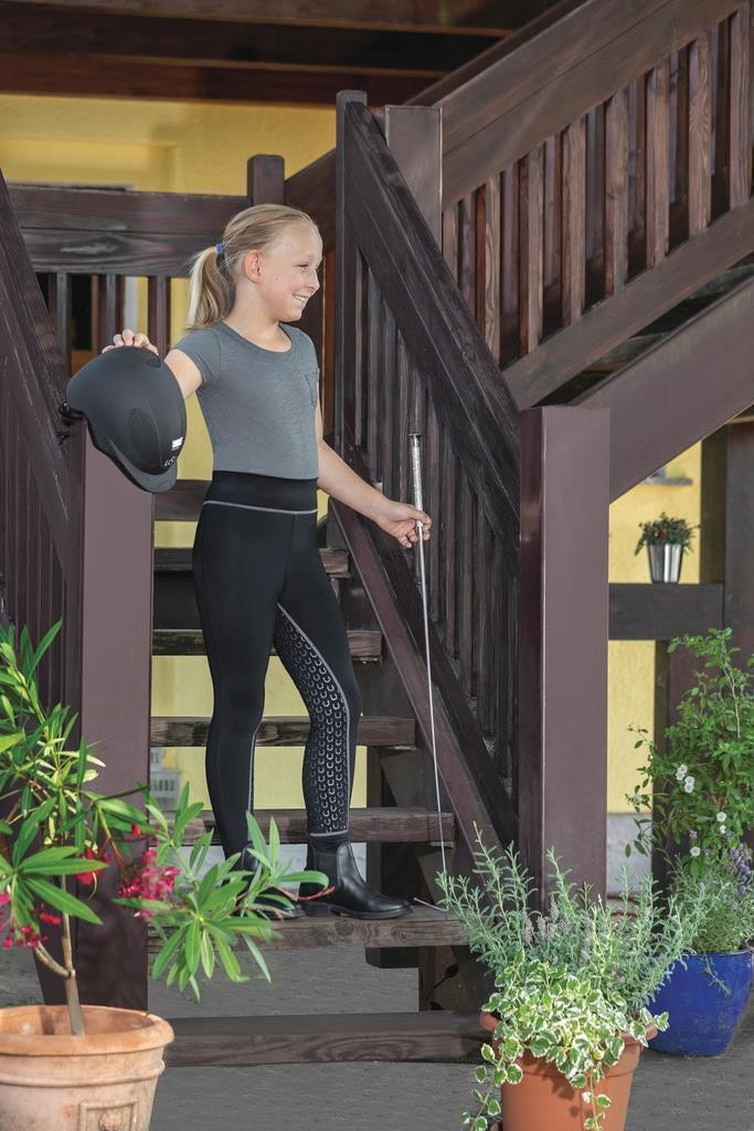 USG Kinder Reit-Tight Tina sportliche Tight mit Top-Grip Vollbesatz elastischer Beinabschluss schwarz/grau 164