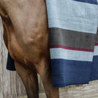 Kentucky Horsewear Abschwitzdecke Heavy Fleece rug square stripes 210x200cm navy/grau