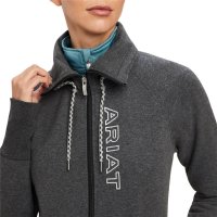 Ariat Womens Team Logo Full Zip Sweatshirt Char Grey