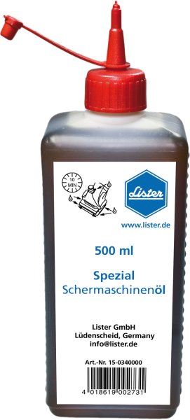 Lister 0,5 L Spezial-Schermaschinen&ouml;l Flasche &quot;Lister&quot;  